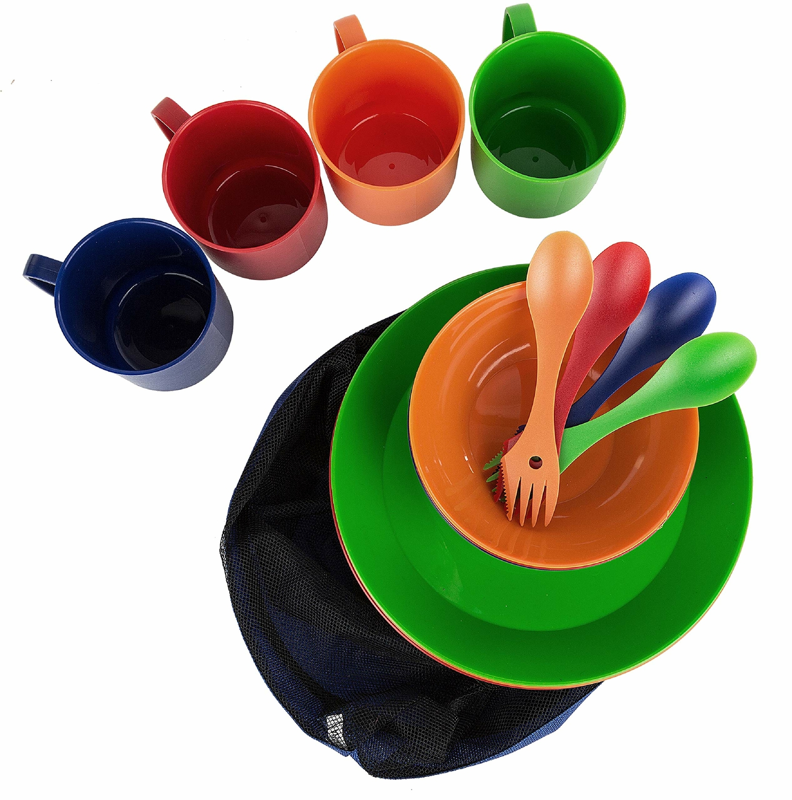 Wealers Camping Mess Kit, 16Piece Dinnerware Set with Sporks, Plates