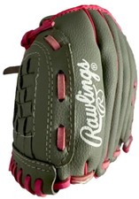 Rawlings Girls 10" Highlight Leather Gray/ Pink Right Handed Ball Glove ST100GP