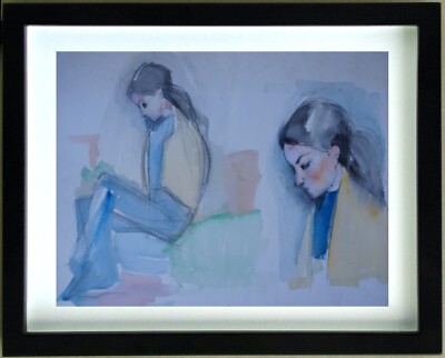 Watercolor Drawing Study Young Girl by Maurice Colasson (1911/1992)