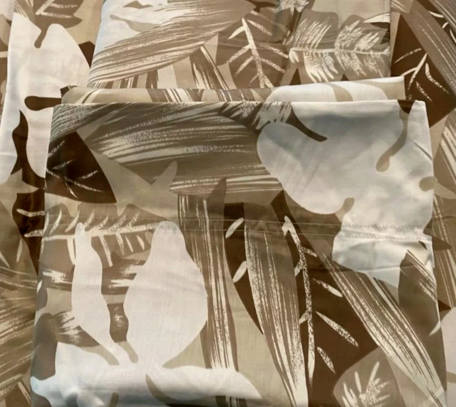 Funda nórdica Sferra Mallory Queen 5 piezas. Satén de algodón egipcio topo tropical nuevo Foto 3 de 4