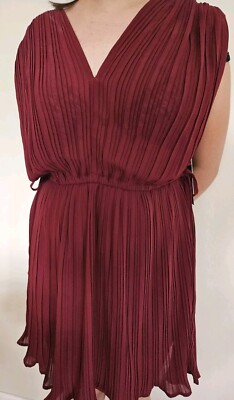 Dress Forum Los Angeles Womens Small Dress Burgundy Ruffle Lined Sleeveless NWT