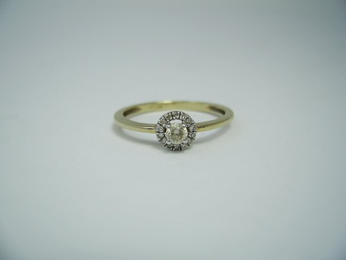 F Hinds 9ct Yellow Gold Diamond Halo Cluster Ring 0.15 Carat, Size M - Picture 3 of 9