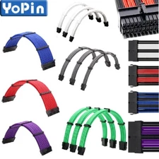 Braided ATX Sleeved Extension Cable for Power Supply 24Pin 6Pin 8Pin 4+4Pin Lot