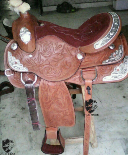 WILDRACE Western Silver Fitting pleasure show Leather Horse saddle size 10"-18" - Picture 1 of 1