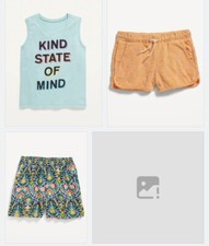 Old Navy Girls Printed PullOn Shorts Terry Smiley Orange Kind TShirt Blue Large