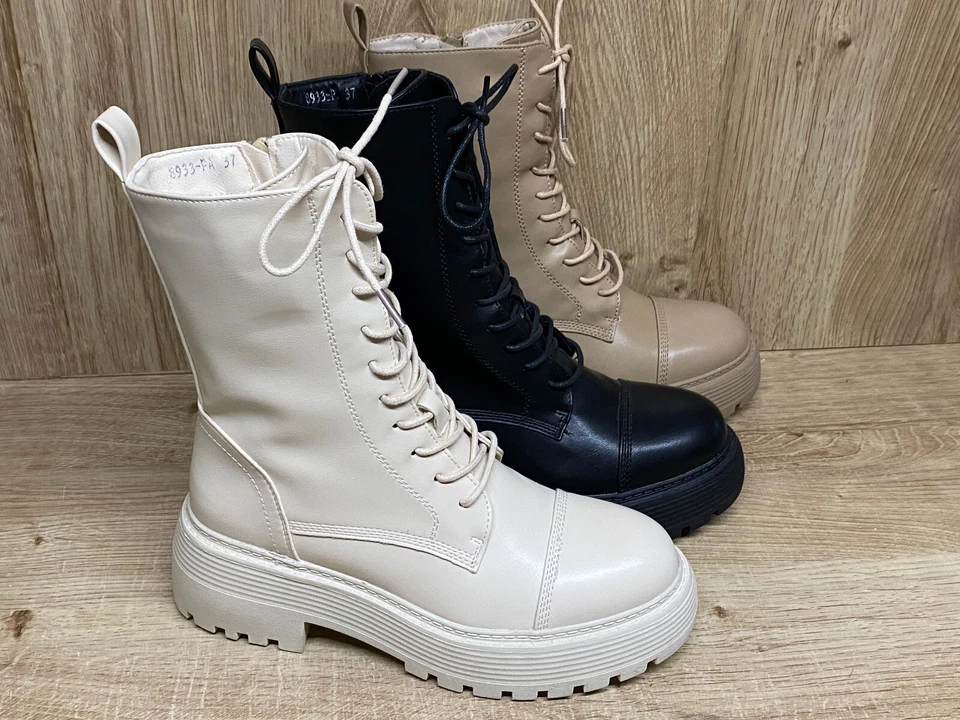 SDS Damen Boots Stiefeletten gefüttert Winter Herbst Plateau NEU 8933 Schnürer