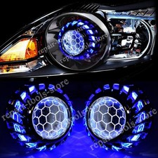 2.5 Bixenon Hid Projector Blue Honeycomb Lens Led Angel Eye Headlight Retrofit 2.5 Bixenon Hid Projector Blue Honeycomb Lens Led Angel Eye Headlight Retrofit