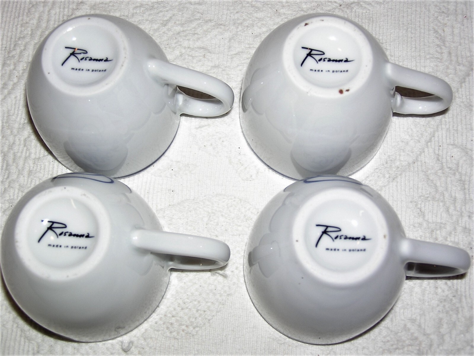 4 Starbucks Demitasse Espresso Cups & Saucers 1994 Rosanna Blue White