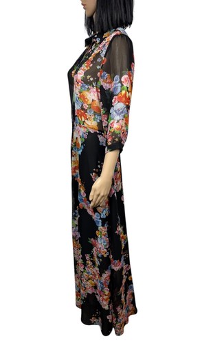Ulyana Sergeenko Maxi Dress Floral Printed Mesh size L - Picture 6 of 14