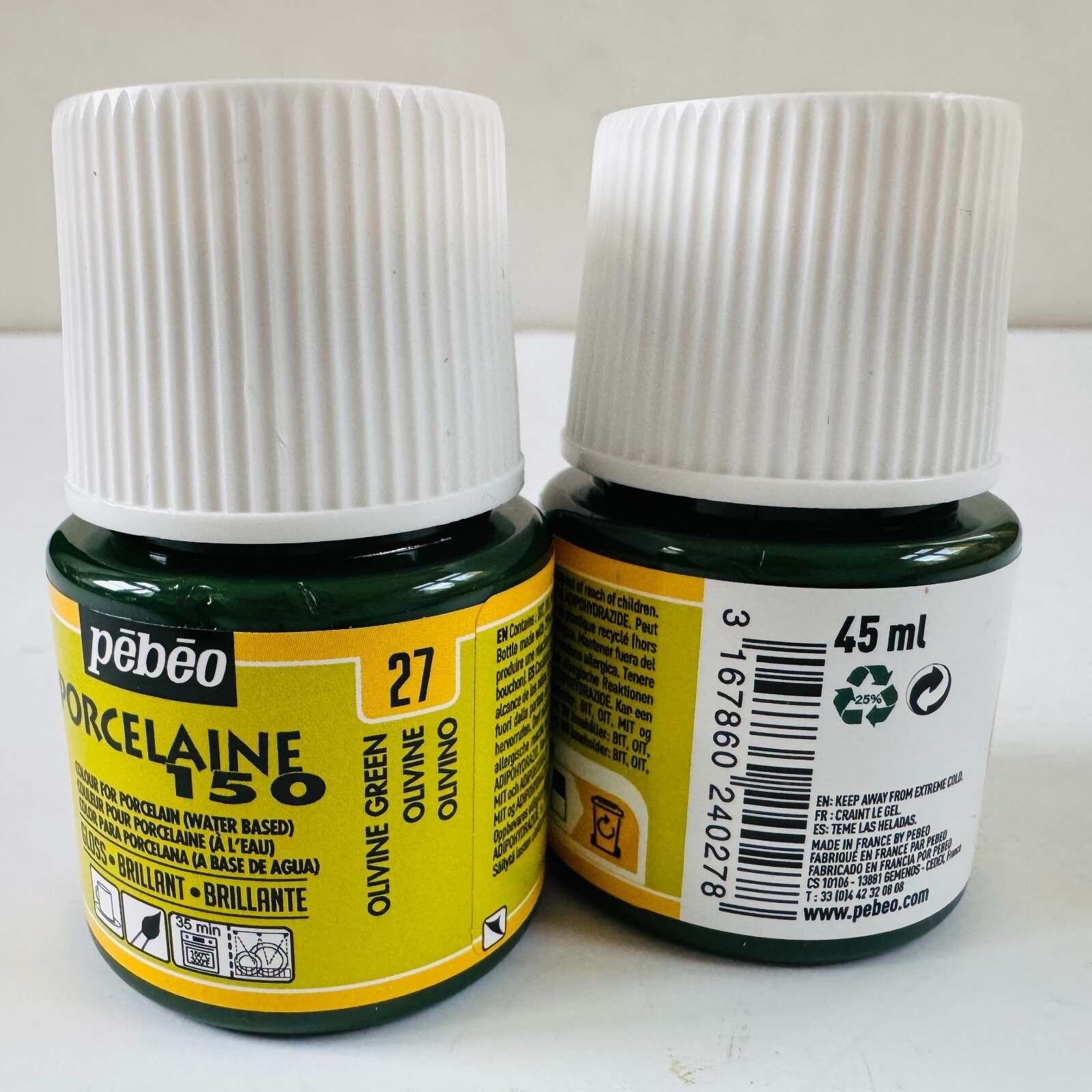 Pebeo PORCELAINE 150 Permanent Porcelain Ceramic Paint 45ml Set of 2