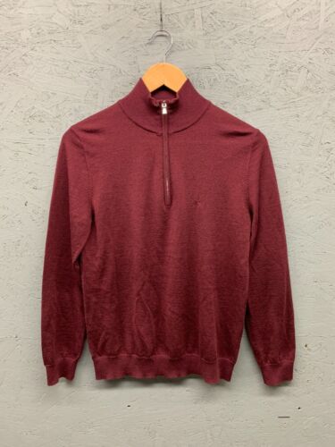 Peter Millar Merino Wool Silk Cashmere Quarter Zip Sweater Burgundy Size M Flaw