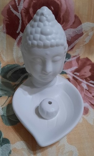 Ceramic Buddha Head Incense Holder - White - Picture 5 of 5