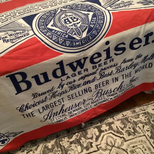 Vintage Budweiser HUGE 107" x 80" Cloth Garage Shop Banner Tailgate Man Cave - Picture 2 of 12