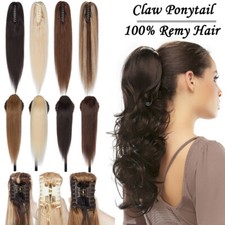 100 Virgin Human Hair Jaw Claw Clip In Ponytail Hair Extensions Real Thick G162