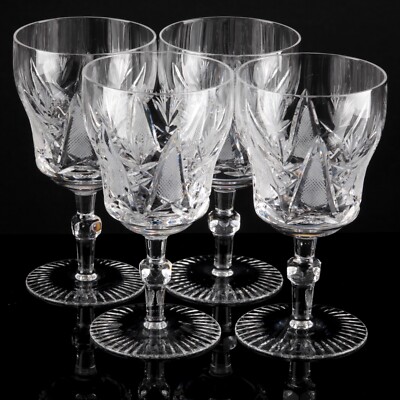 4 alte Weingläser 14 cm Wassergläser Kelchglas Steinel Schliff Second Hand Glas