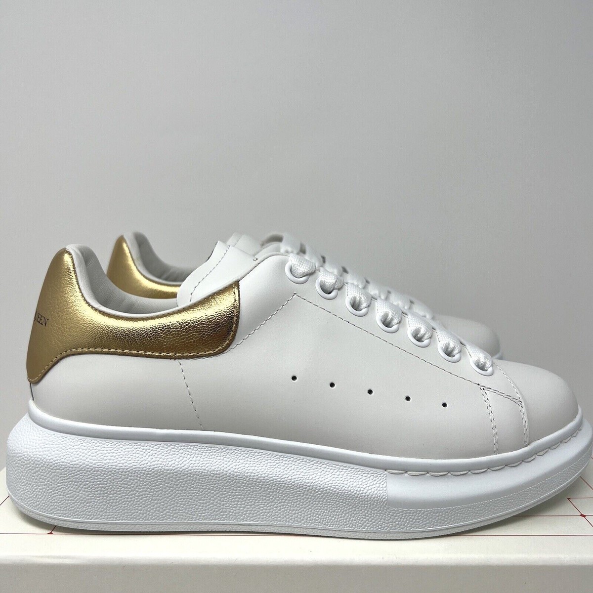 Alexander McQueen Women's Oversized Sneakers Size 41 EU/ 11 US White Gold
