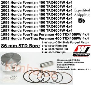 Namura Piston Kit 1995-2003 Honda Foreman 400 4x4 TRX400FW Standard Bore 86.00mm