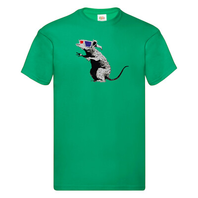 T-Shirt Banksy Rat wearing 3D glasses Streetart Grafitti Design Premium Druck 