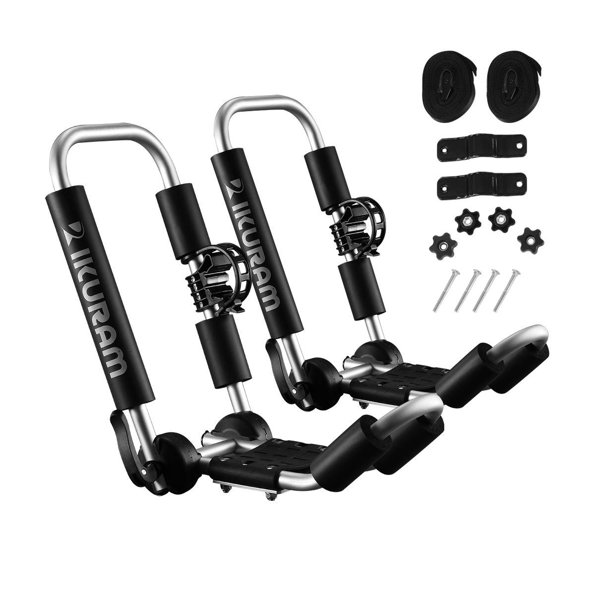 Roof Rack, Aluminum Kayak Carrier Folding J-style Universal 3-in-1 Mult...