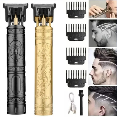 Professional Rechargeable Hair Clipper Cordless Barber Hair Trimmer Metal T-Blad