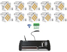 10 Rockville BEST PAR 60 Battery Wash Lights Wireless DMX 384 Channel Controller