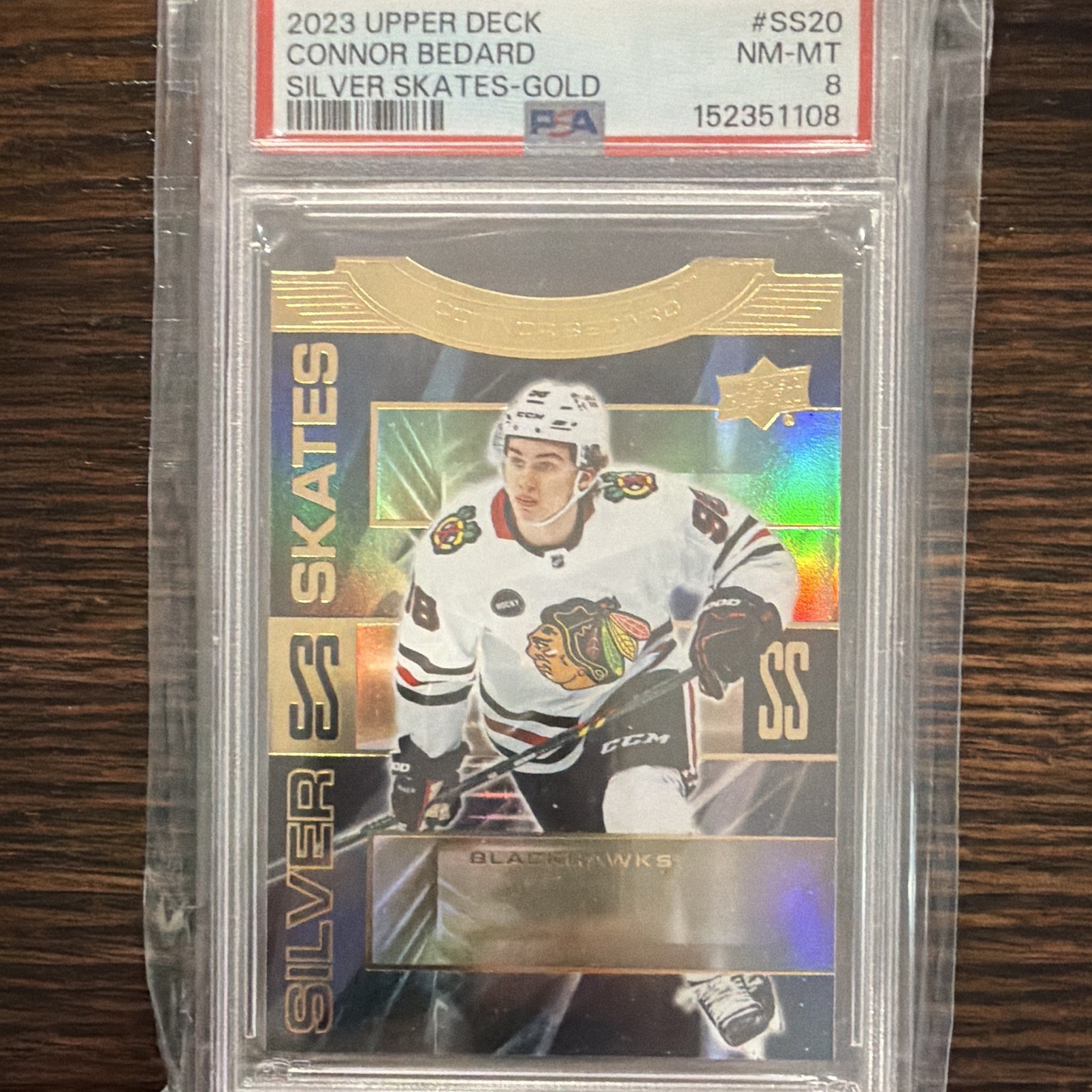 Upper Deck 2023-24 Extended Silver Skates Bedard RC Gold #SS-20 PSA 8 CHI view 1