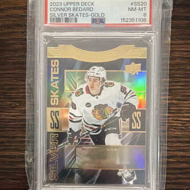 Upper Deck 2023-24 Extended Silver Skates Bedard RC Gold #SS-20 PSA 8 CHI