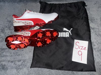 *RARE* *SAMPLE* *Rickie Fowler* Size 9 PUMA TITANTOUR Golf Shoes- WHITE/ RED