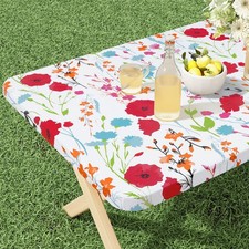 Rectangle Vinyl Tablecloth, Fitted Table Cover, 100 Waterproof, Elastic Edge...