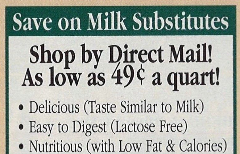 Anuncio impreso vintage Abersold Foods Milk Substitutes 1994 u original Foto 2 de 4