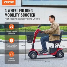 Heavy-Duty 4 Wheel Mobility Scooter for Adults  Seniors - Folding Electric Powe