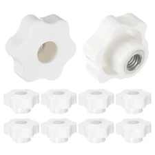 10pcs Star Knobs M12 Thread 48mm Head Through Hole Clamping Handles White