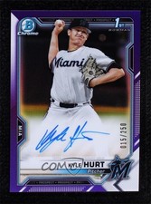 2021 Bowman Chrome Prospect Purple Refractor 15/250 Kyle Hurt #CPA-KHU Auto 0d44