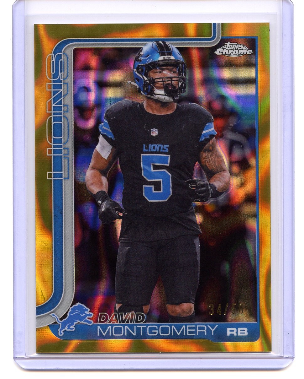 David Montgomery 2025 Topps Chrome Gold Lava Refractor /50 #103 Lions