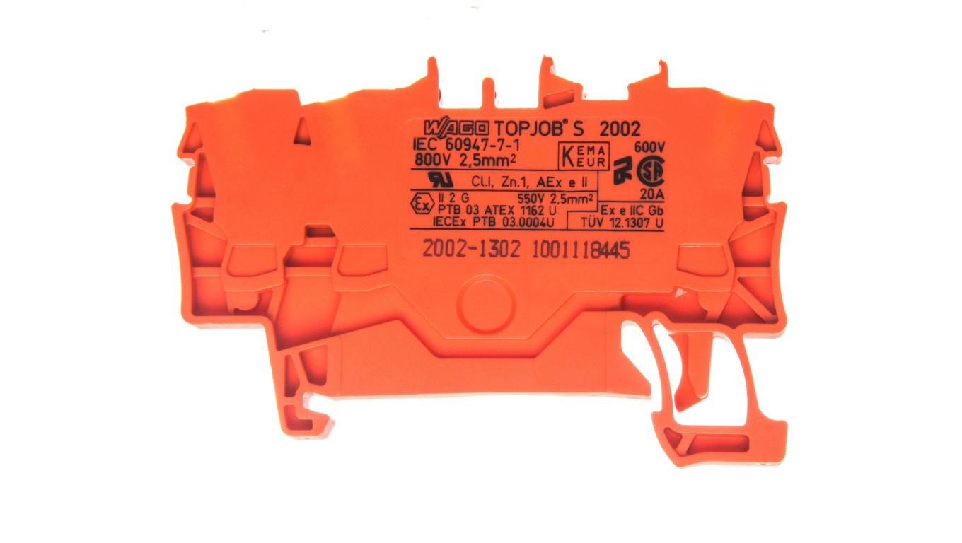 Rail Connector 3 Core 2.5mm² Orange 2002 2002-1302