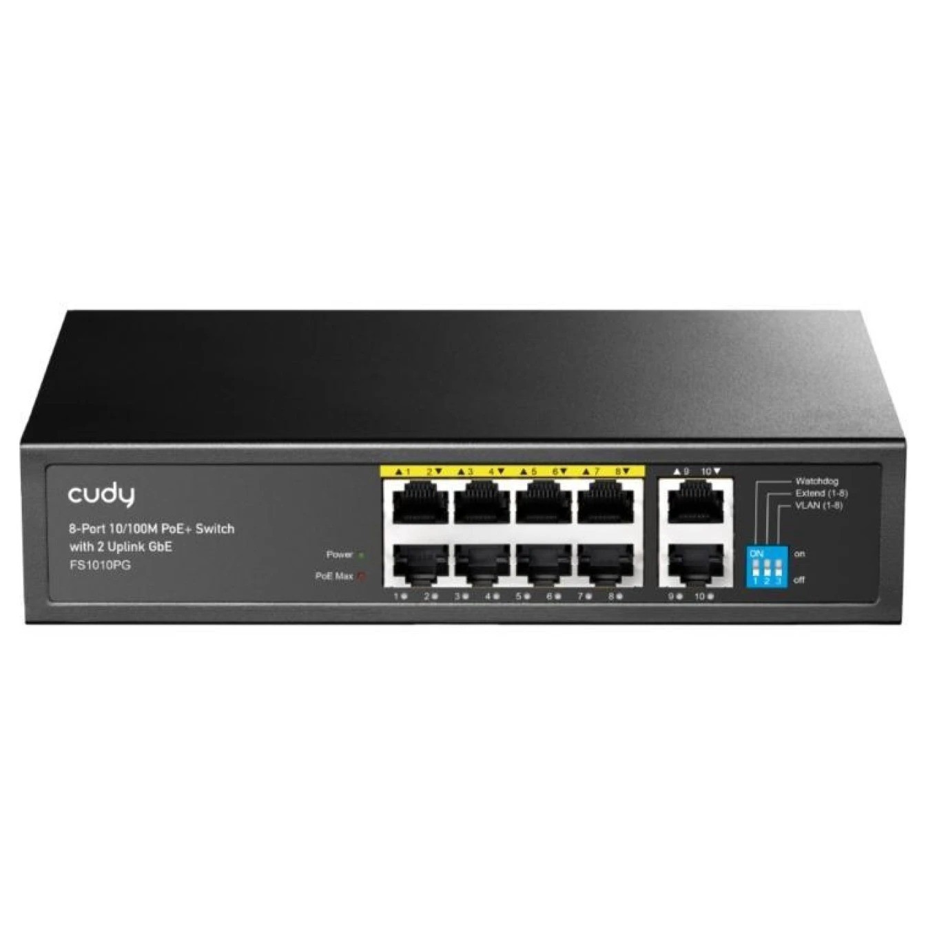 Abacus Schwarz Cudy Fs1010pg Network Switch Fast Ethernet (10/100) Power Over Ethernet (Poe) Black - Bild 2