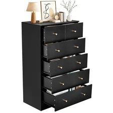 Modern Wooden Storage Chest of Drawers Tall 6 Drawer Dresser Storage Cabinet