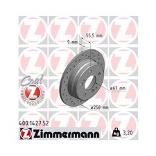 2x ZIMMERMANN Bremsscheibe SPORT HINTEN &Oslash; 258mm f&uuml;r MB C KLASSE W202