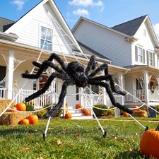 236'' Big Spider Web Halloween Decor 70'' Huge Spider for Roof with Triangular B