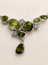 Jens J Aagaard JAa 925 Sterling Silver Green Stone Necklace Danish