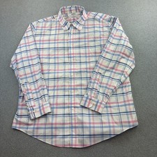 Brooks Brothers Shirt Mens XXL Pink Blue Plaid Regent Non Iron Long Sleeve