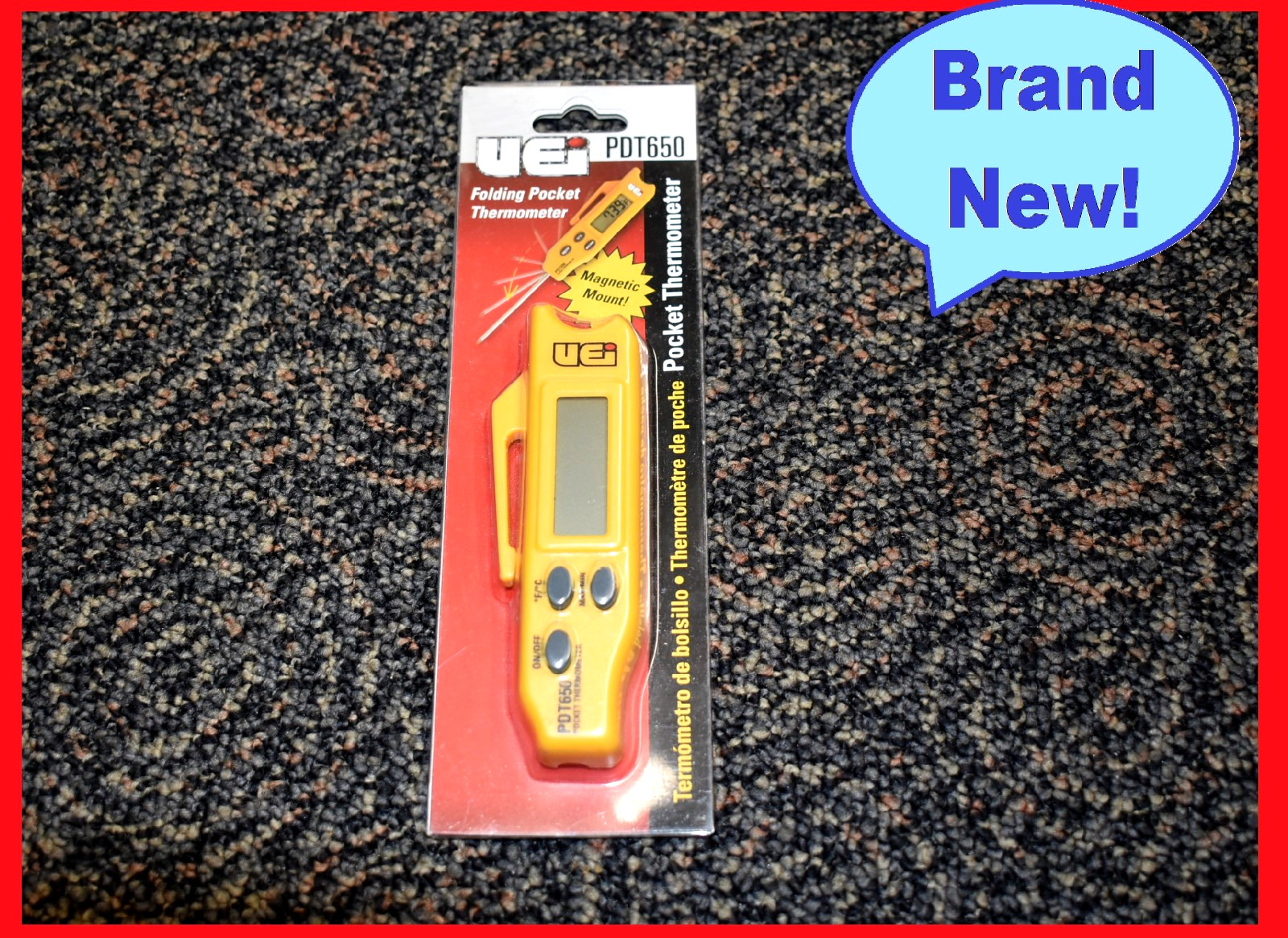 UEi PDT650 Folding Pocket Thermometer with Easy-to-Read Display. New, Sealed