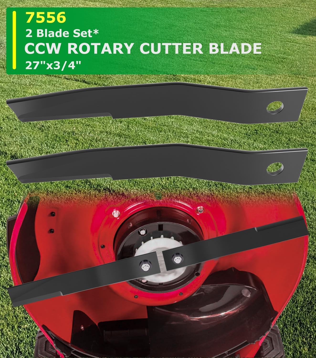7556 Rotary Cutter Blades 27" x3/4" Lawn Mower Blades For Bush Hog, 2 Blade Set
