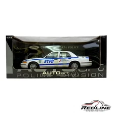 🇺🇸AUTOart 1998 Ford Crown Victoria NYPD Police Car 72703 1:18 GS🇺🇸