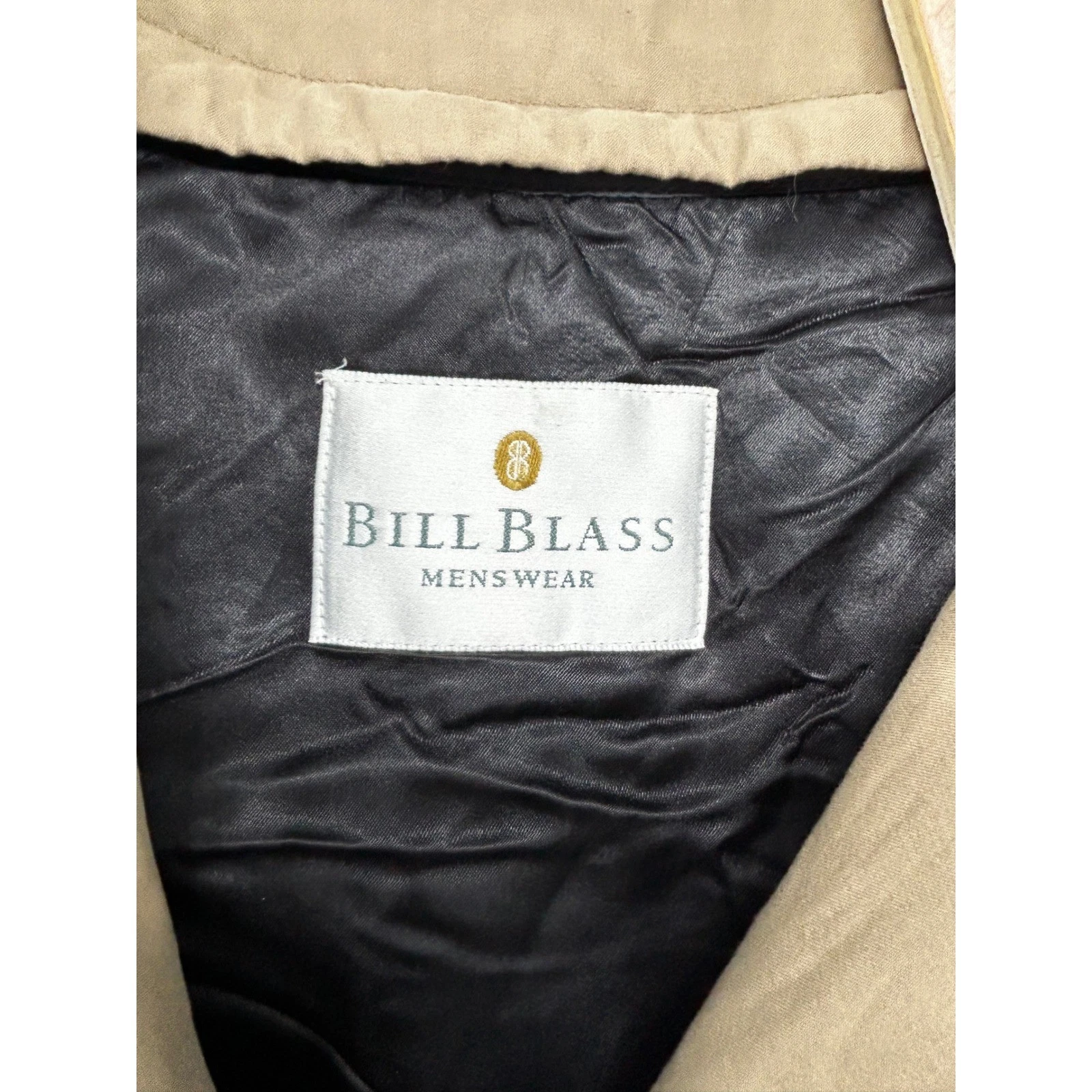 Bill Blass Menswear Khaki Tan Double Breasted Trench Coat with Belt Mens image 9