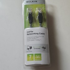 Belkin CAT5e RJ45 Male/Male Networking Cable 7 ft Black Snagless Gold Contacts