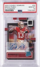 2022 PANINI CLEARLY DONRUSS AUTO #99 BROCK PURDY ROOKIE RC PSA 10