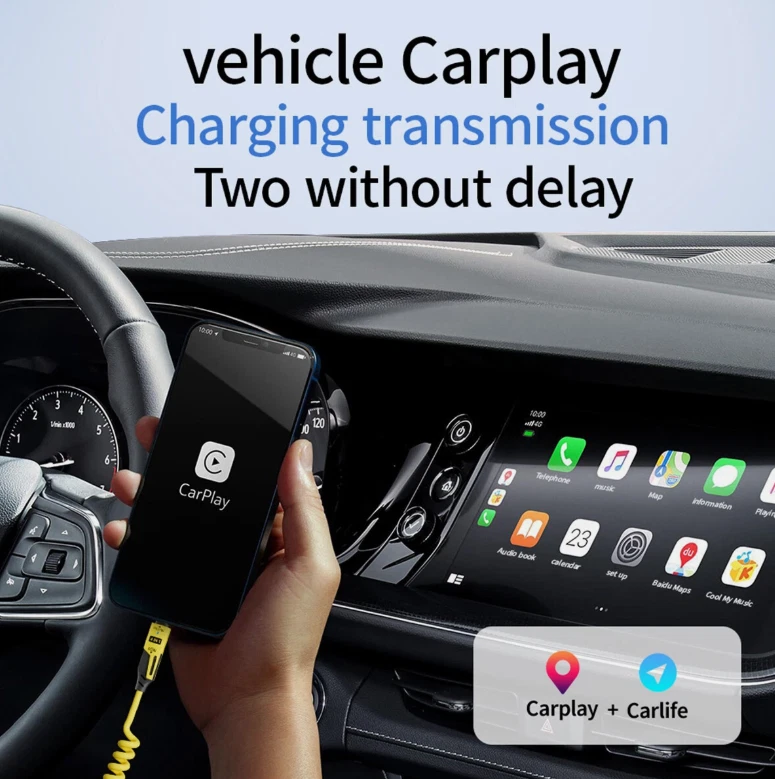 Coiled 65W Fast Charging Cable 4 in 1 Multi USB C to iPhone Charger CarPlay Cord - Image 2 of 4