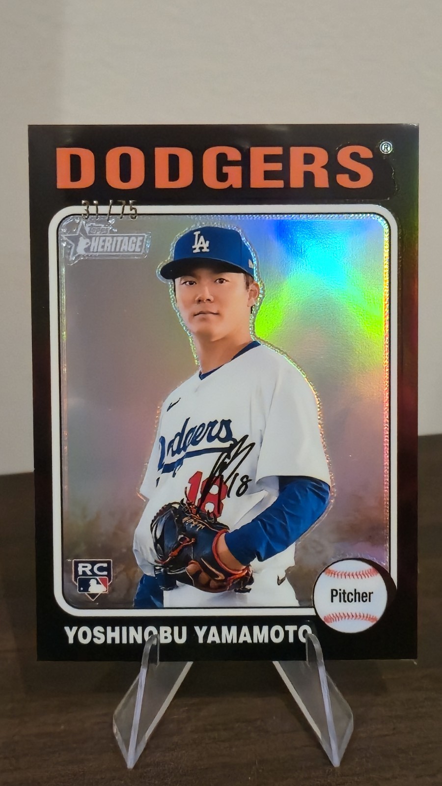 2024 Topps Heritage High Number - Yoshinobu Yamamoto RC Black Chrome /75 Dodgers