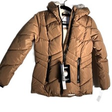 Girl's DKNY Carmel Brown Puffer Coat SZ 7/8P NEW